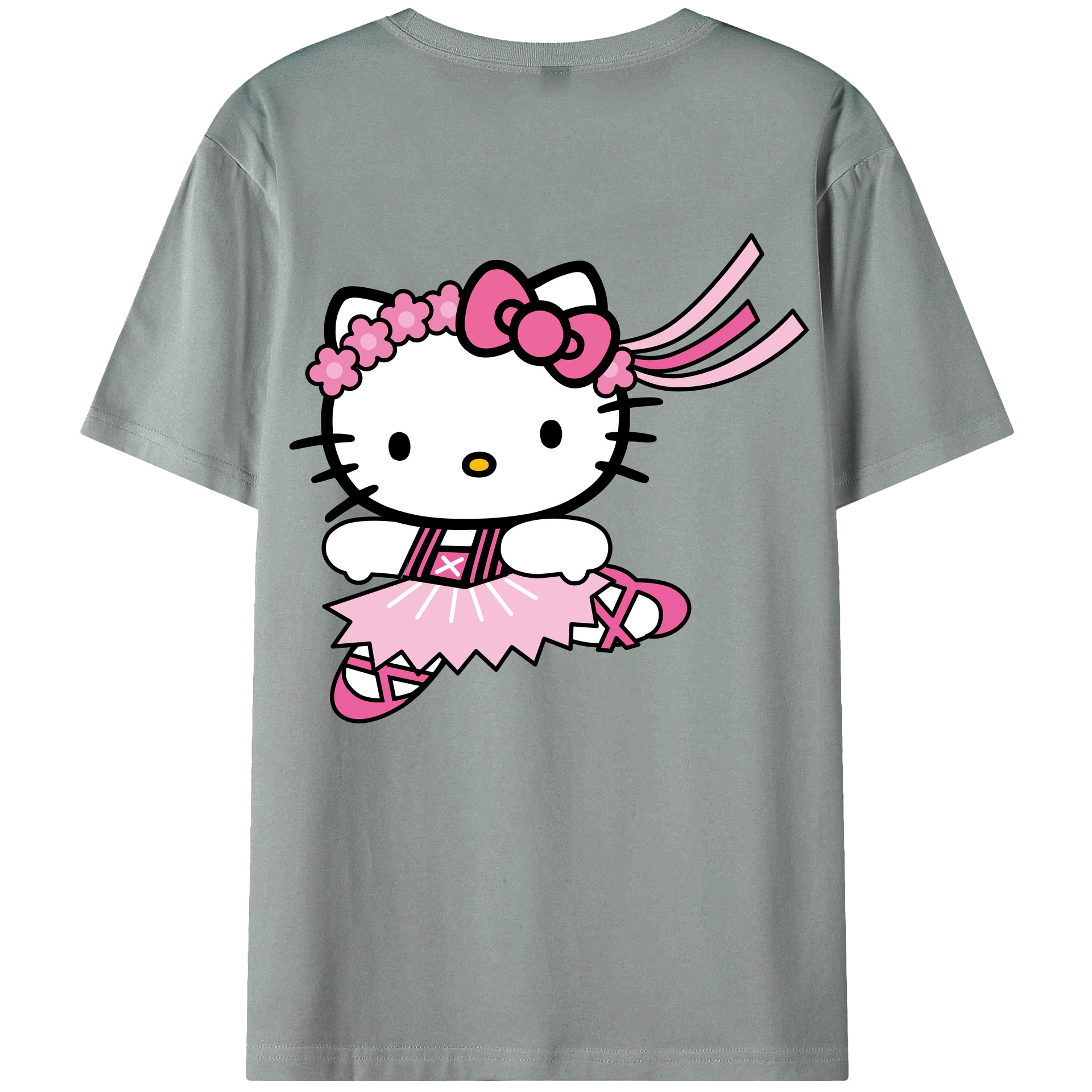 （画像用） Hello Kitty ハローキティ 綿100％ メンズ半袖Tシャツ（バックプリント） 通気性